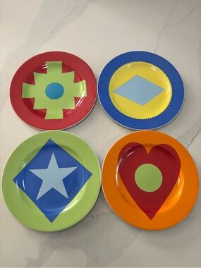 Swid Powell Gene Meyer "Stars" Porcelain Plates Set of 4 Geometric Modernist